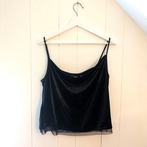 Anthropologie Maeve Black Velvet and Mesh Top